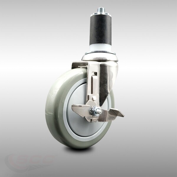 Service Caster 5 Inch 316SS Gray Polyurethane Swivel 1-5/8 Inch Expanding Stem Caster Brake SCC-SS316EX20S514-PPUB-TLB-158 - main